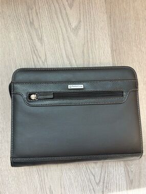 VTG Franklin Covey Black Faux Leather Zip Around 7 Ring Planner Binder w/ Calc